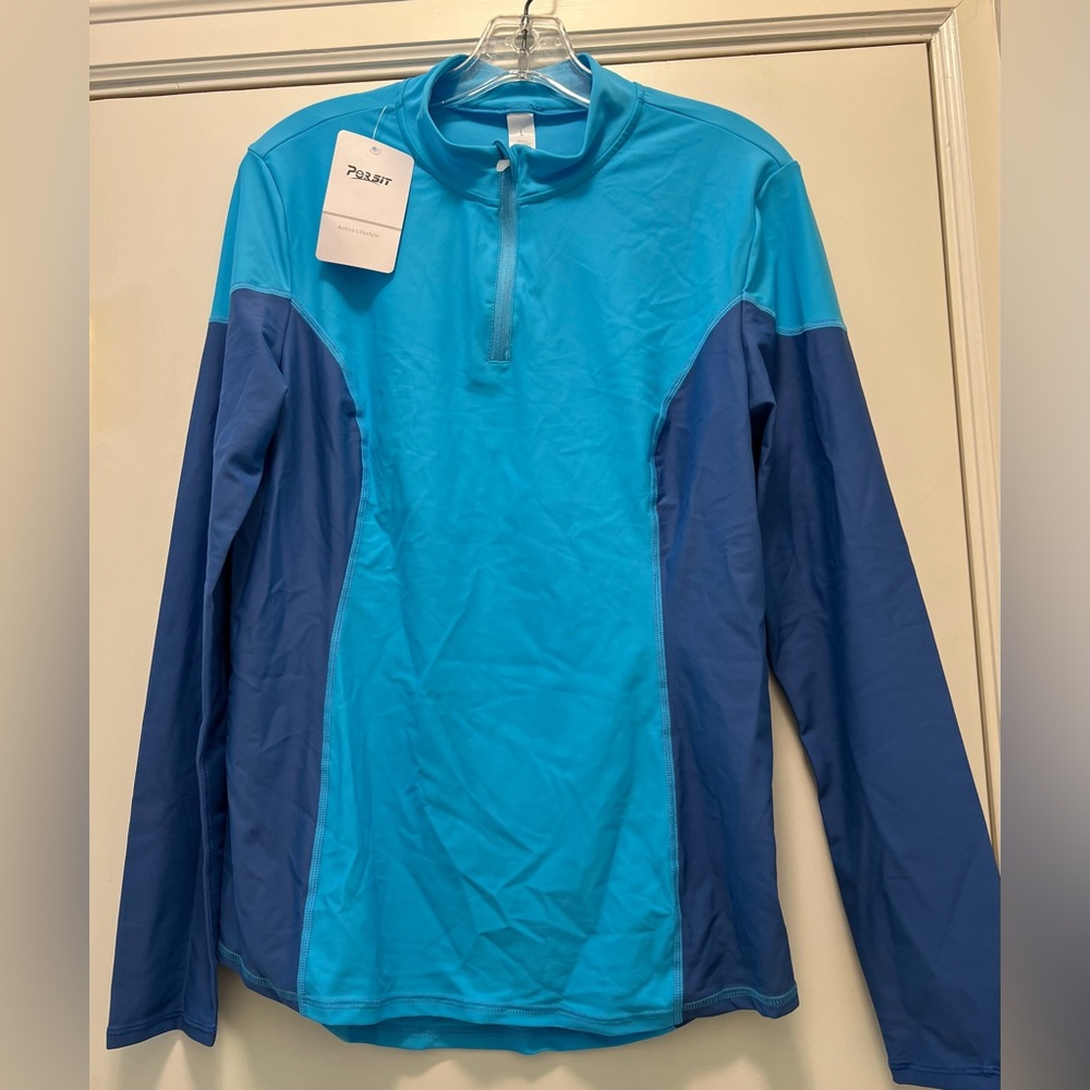 Womens Rashguard UV SPF 50+ Long Sleeve Swim Shirts Colorblock Half Zip